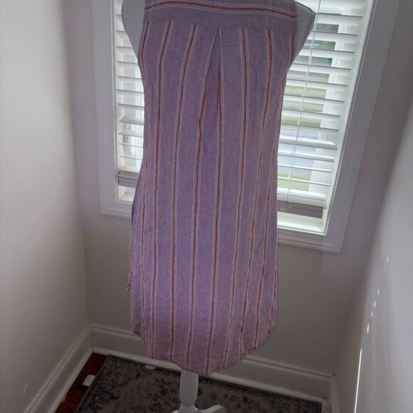 Marine Layer Lake Tank Dress In Lavender Red Stripe Linen Blend Coverup size S - Picture 4 of 10
